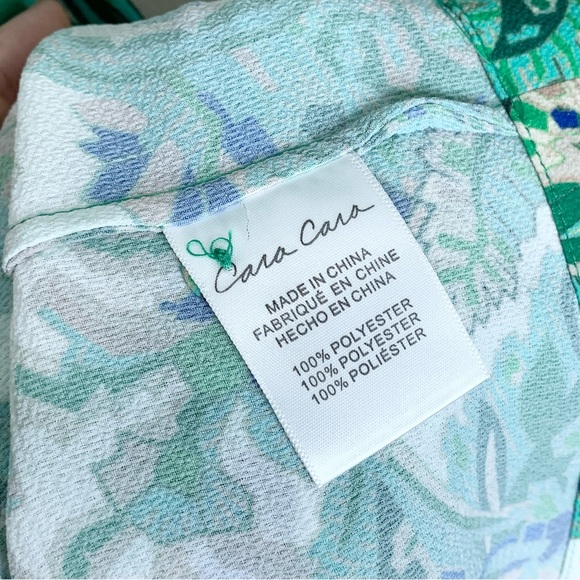 Cara Cara Paris Midi Dress (Sz XS/S) Long Sleeve Tie Waist Scroll Paisley Green